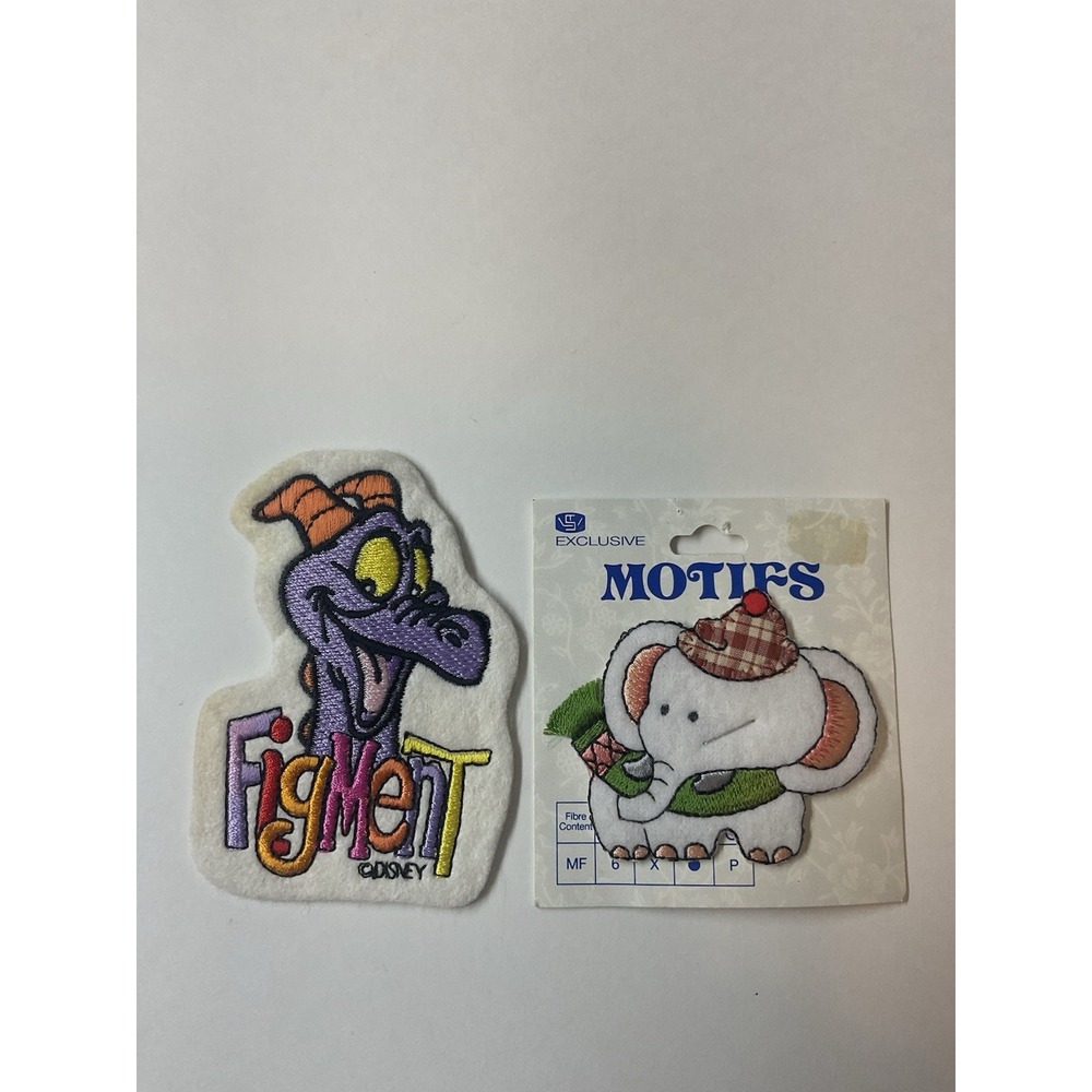 Walt Disney World Treasures Figment Purple Dragon‎ Collectible Patch+Elephant